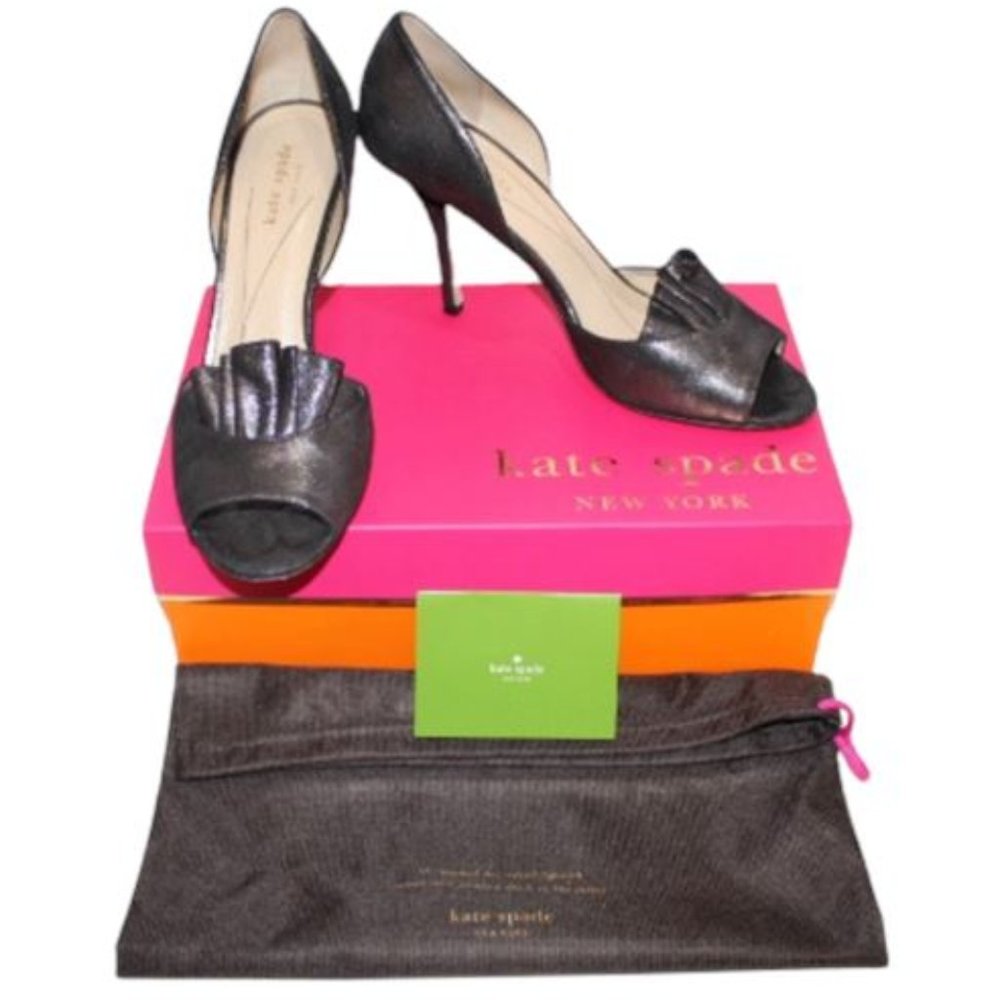 Kate Spade Cate Antricite Metallic Crinkle Shoes
